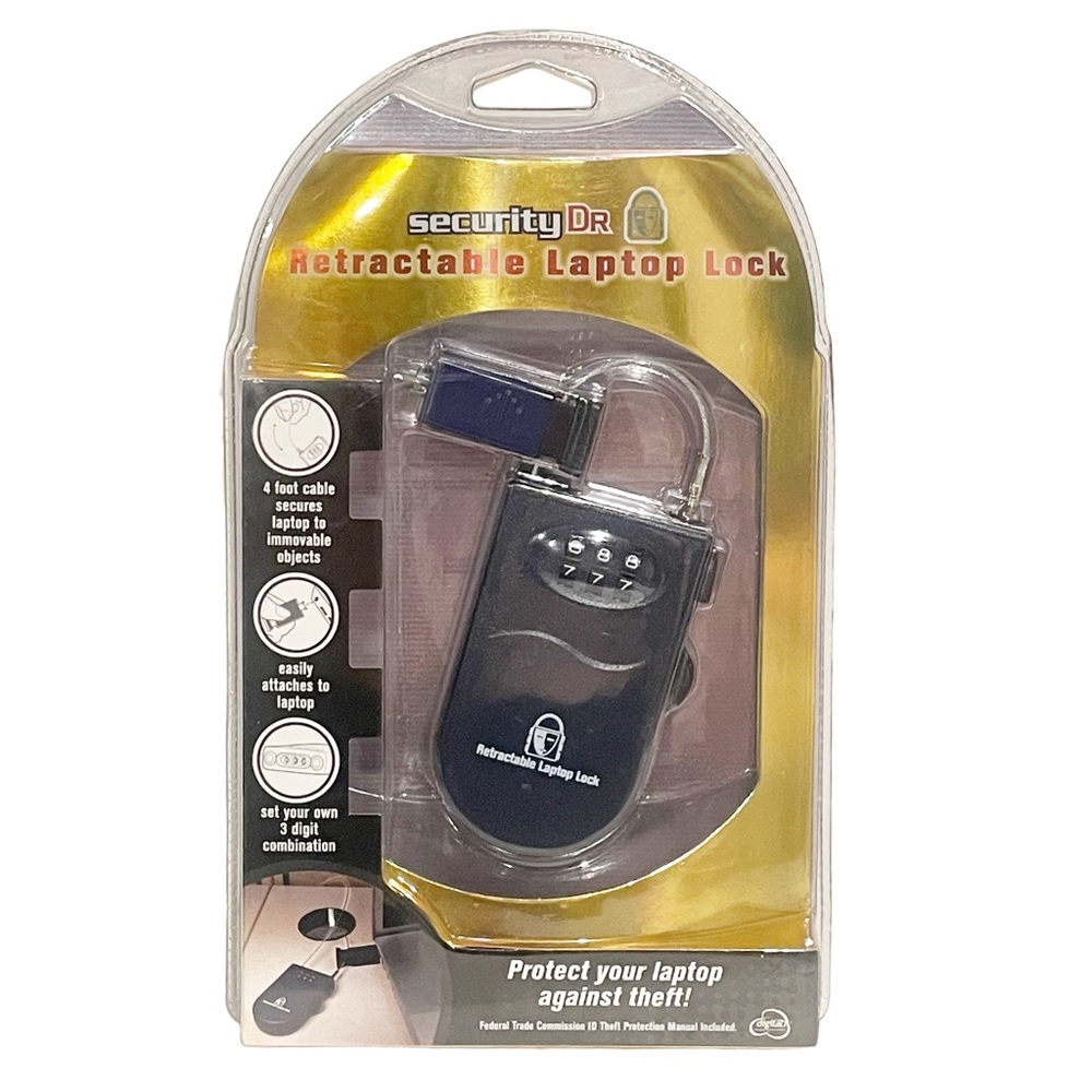 Security DR. Retractable Laptop Lock Work Travel Security NEW NWT